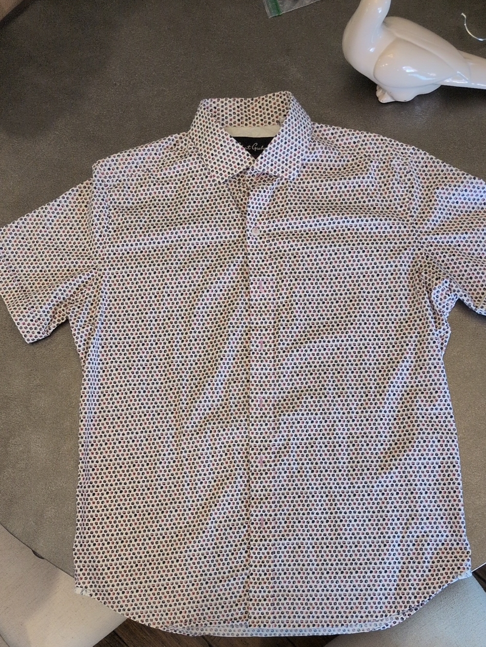 Robert Graham Short-Sleeve Button-Down with Navy Dot Print